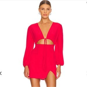 REVOLVE Superdown Selene Wrap Dress in Red Sz S